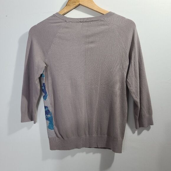 Inc gray shimmering floral women's sweater - Picture 10 of 11